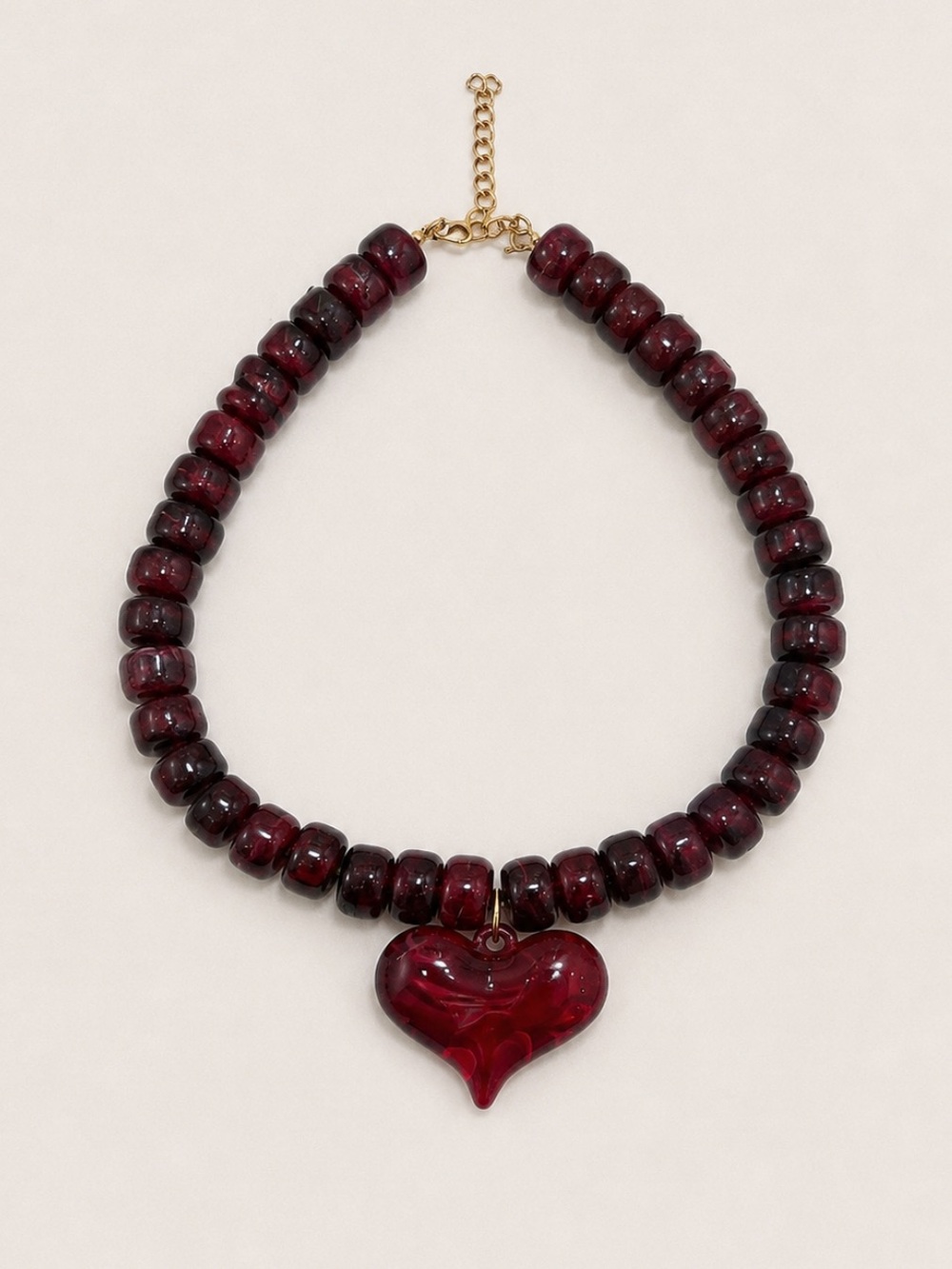 New! Wine Beaded Heart Necklace NWOT 4010